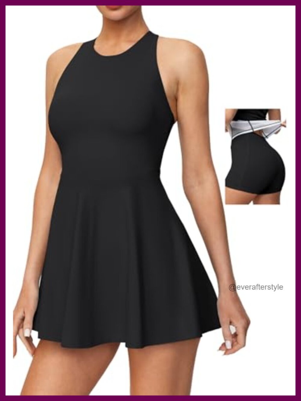 Tennis Dress with Built-in Shorts Adjustable Straps Athletic Golf Workout